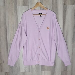 Converse Mens‎ XL Herringbone Cardigan Lilac Button Front Preppy Varsity